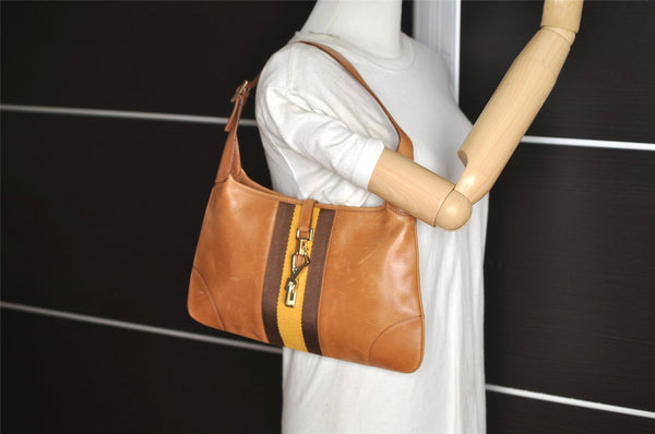Authentic GUCCI Sherry Line Shoulder Bag Kandinsky Leather 0014057 Brown 4213J