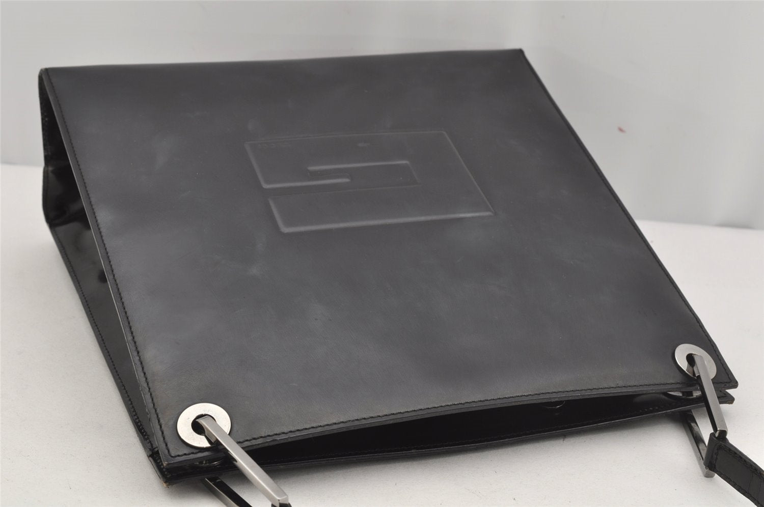 Authentic GUCCI Vintage Shoulder Hand Bag Purse Leather Black 4214J