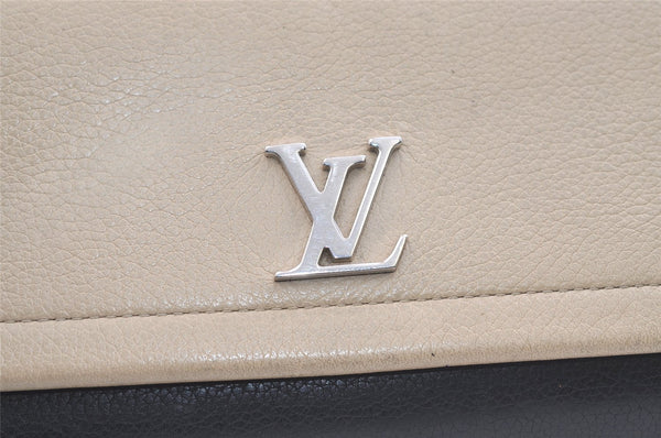 Authentic Louis Vuitton Portefeuille Lock Me 2 Wallet M62328 Beige Black 4214K