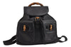 Authentic GUCCI Vintage Bamboo Drawstring Backpack Purse Leather Black 4216J
