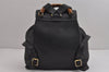 Authentic GUCCI Vintage Bamboo Drawstring Backpack Purse Leather Black 4216J