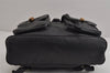 Authentic GUCCI Vintage Bamboo Drawstring Backpack Purse Leather Black 4216J