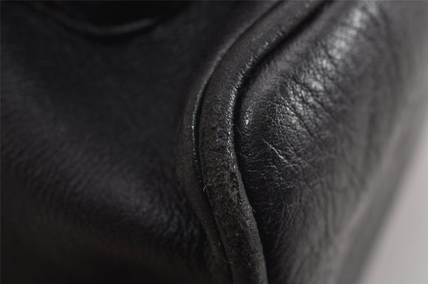 Authentic GUCCI Vintage Bamboo Drawstring Backpack Purse Leather Black 4216J