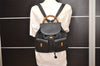 Authentic GUCCI Vintage Bamboo Drawstring Backpack Purse Leather Black 4216J