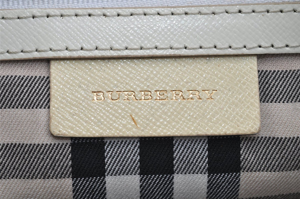 Authentic BURBERRY Vintage Leather Shoulder Hand Boston Bag White 4217I