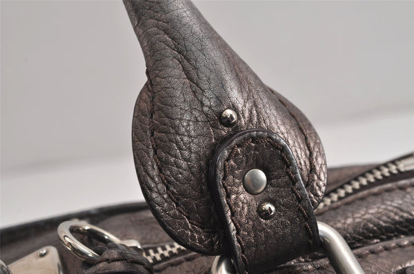 Authentic Chloe Vintage Paddington Leather Shoulder Hand Bag Brown Black 4217J