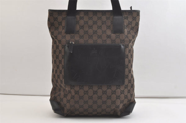 Authentic GUCCI Vintage Shoulder Tote Bag GG Canvas Leather 0190401 Black 4217K