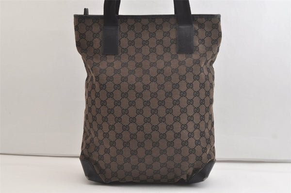 Authentic GUCCI Vintage Shoulder Tote Bag GG Canvas Leather 0190401 Black 4217K