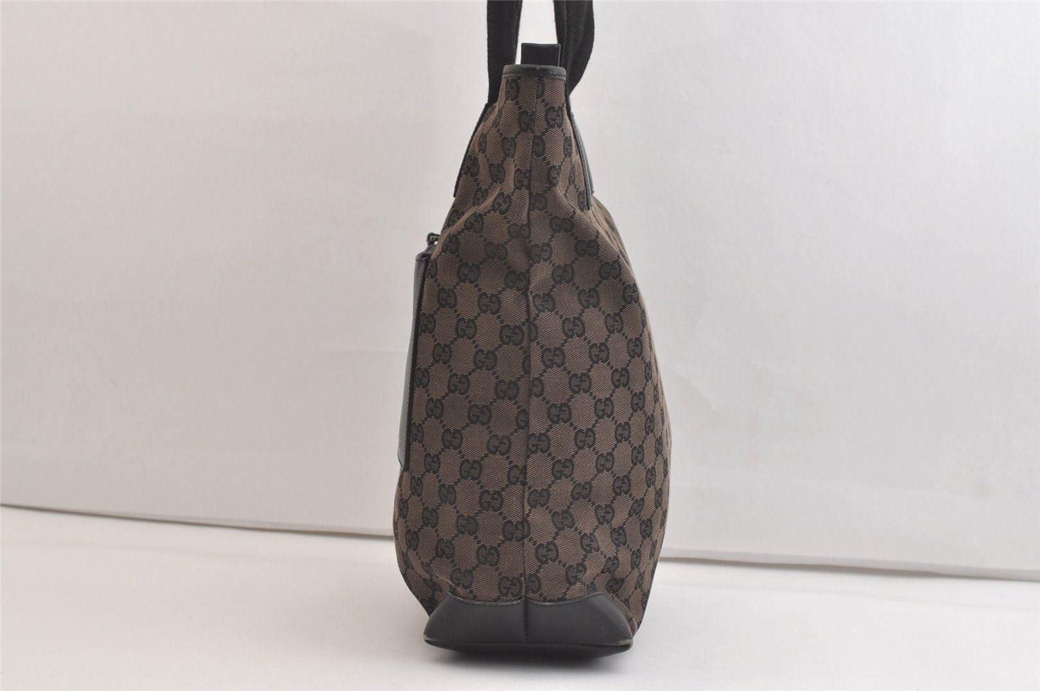 Authentic GUCCI Vintage Shoulder Tote Bag GG Canvas Leather 0190401 Black 4217K