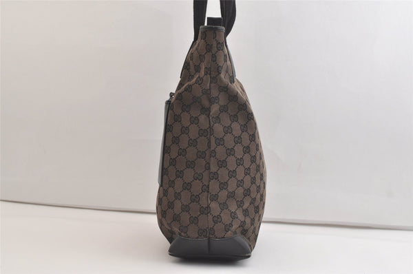 Authentic GUCCI Vintage Shoulder Tote Bag GG Canvas Leather 0190401 Black 4217K