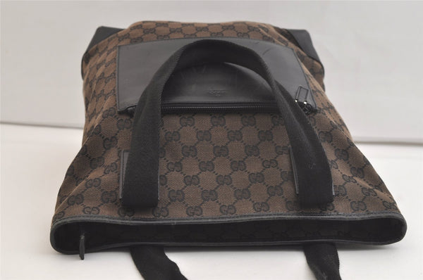 Authentic GUCCI Vintage Shoulder Tote Bag GG Canvas Leather 0190401 Black 4217K