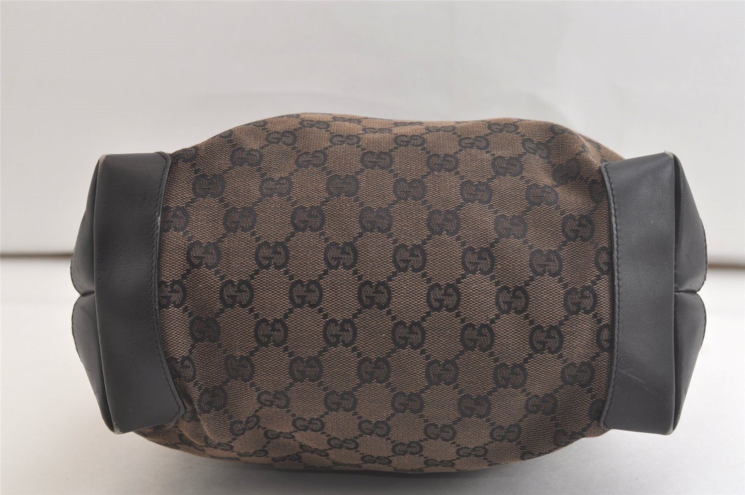 Authentic GUCCI Vintage Shoulder Tote Bag GG Canvas Leather 0190401 Black 4217K