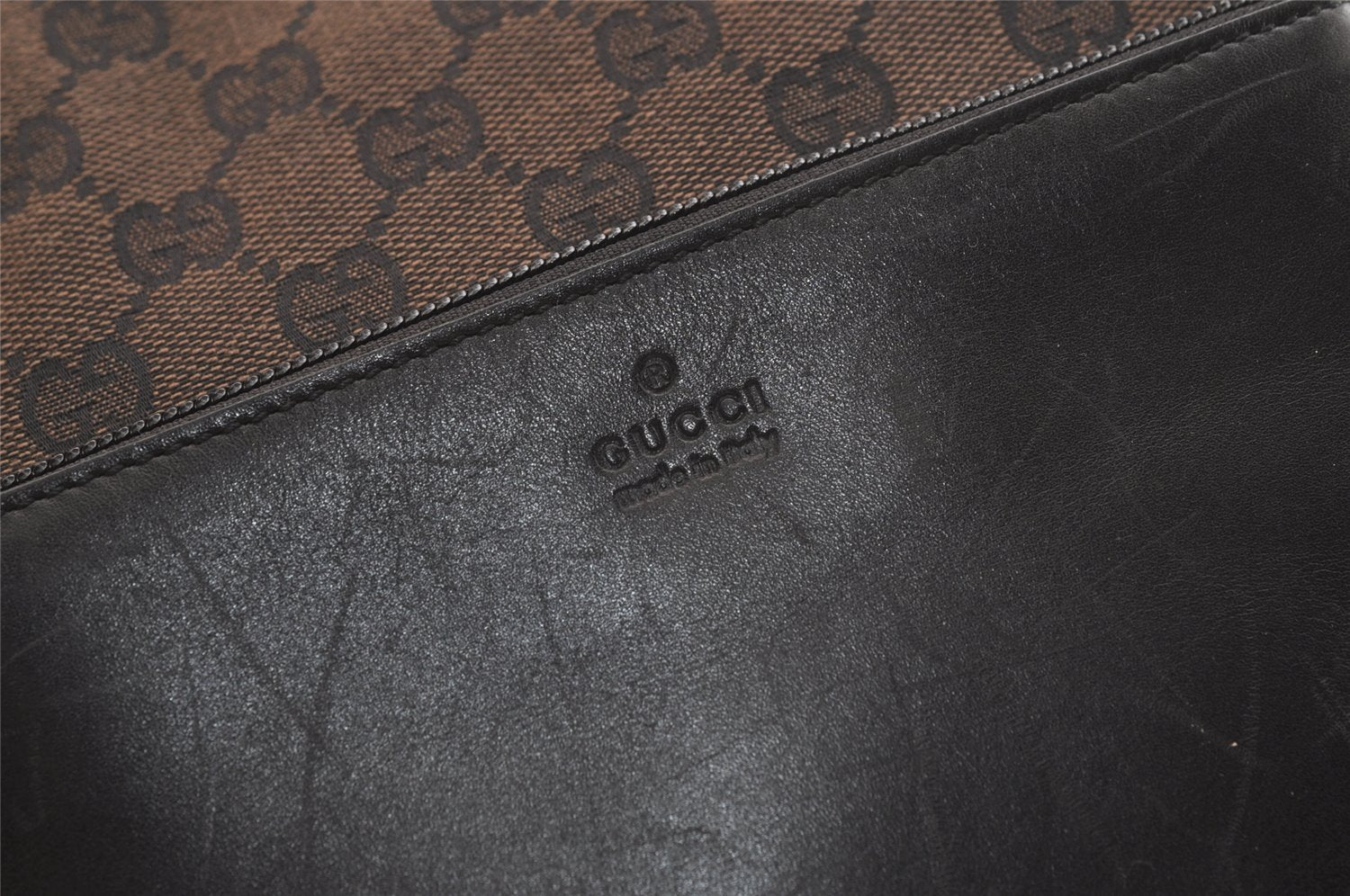 Authentic GUCCI Vintage Shoulder Tote Bag GG Canvas Leather 0190401 Black 4217K