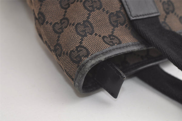 Authentic GUCCI Vintage Shoulder Tote Bag GG Canvas Leather 0190401 Black 4217K