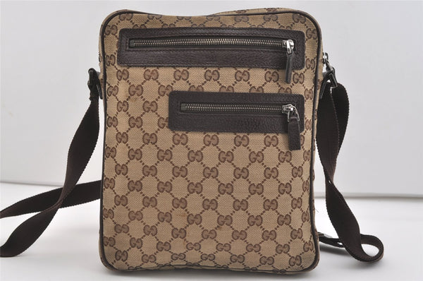 Authentic GUCCI Shoulder Cross Body Bag GG Canvas Leather 92551 Brown 4218J
