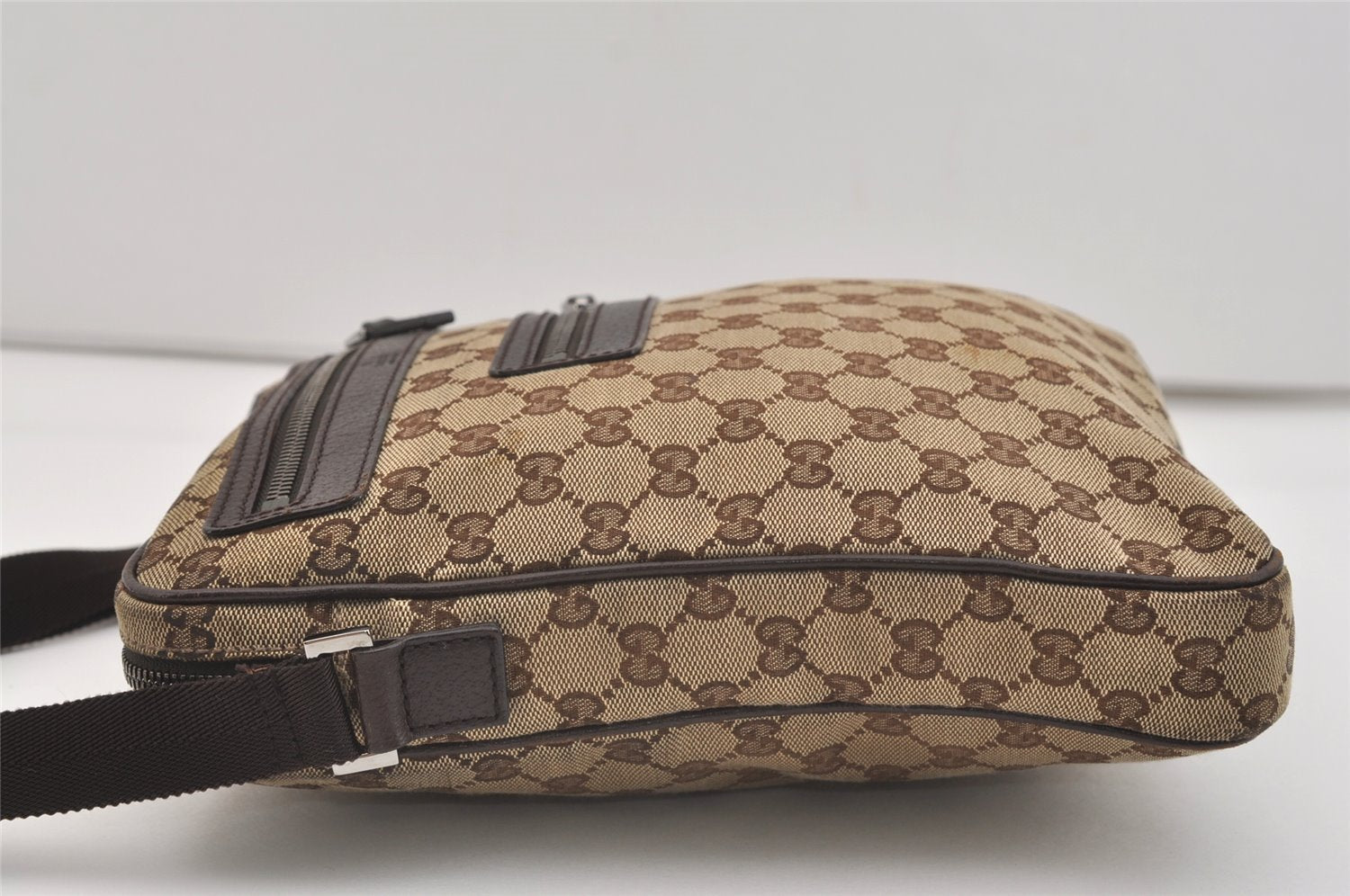 Authentic GUCCI Shoulder Cross Body Bag GG Canvas Leather 92551 Brown 4218J