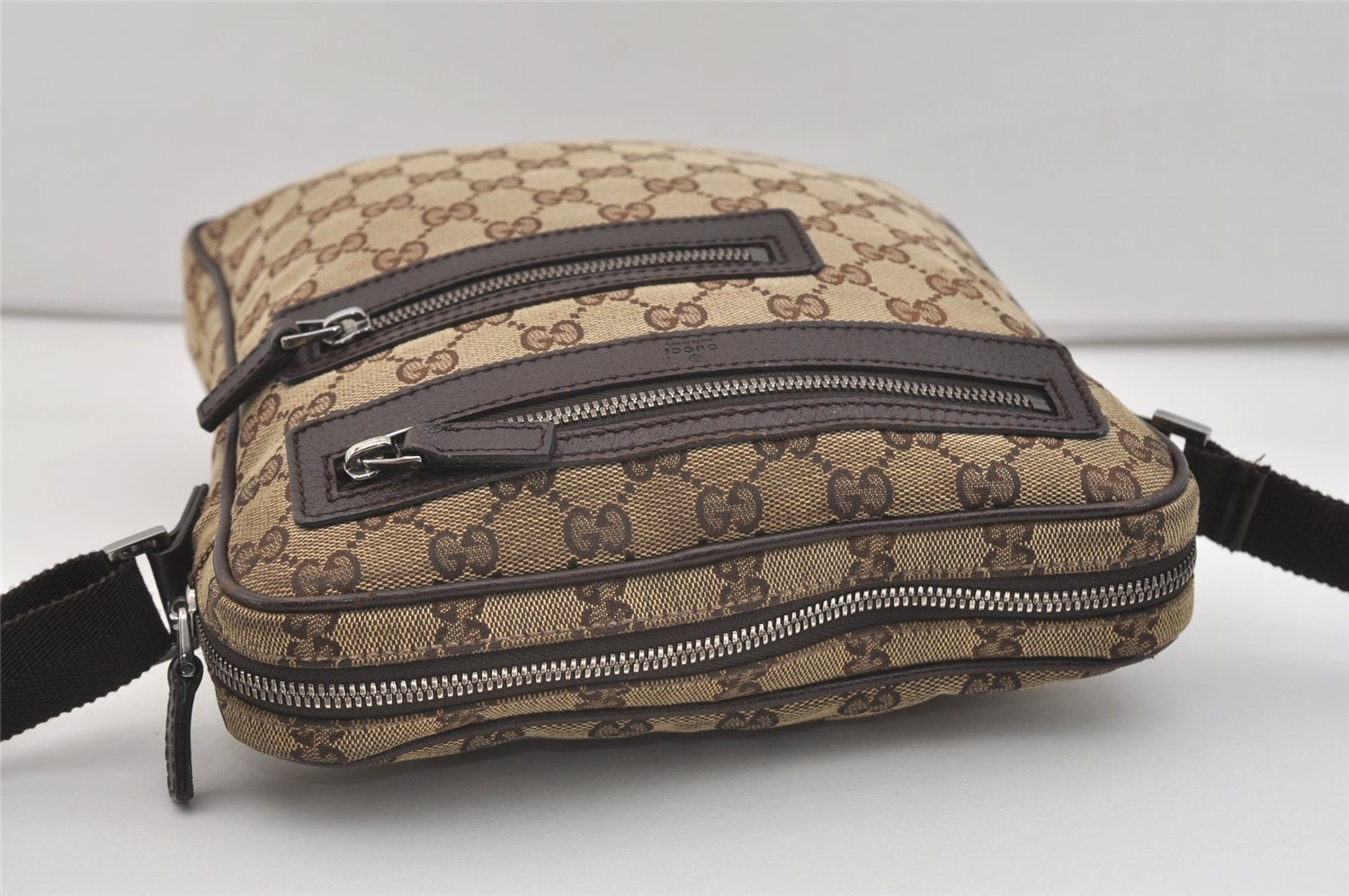 Authentic GUCCI Shoulder Cross Body Bag GG Canvas Leather 92551 Brown 4218J