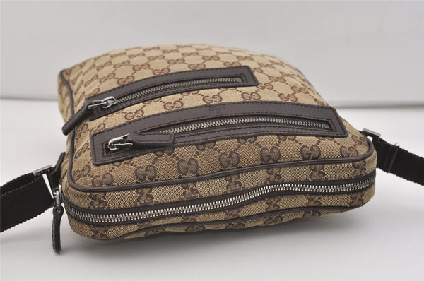 Authentic GUCCI Shoulder Cross Body Bag GG Canvas Leather 92551 Brown 4218J