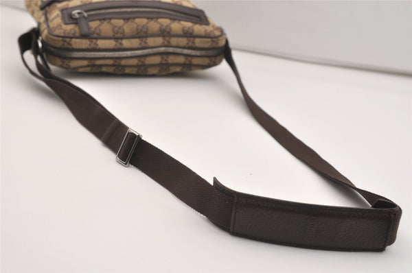 Authentic GUCCI Shoulder Cross Body Bag GG Canvas Leather 92551 Brown 4218J