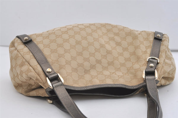 Authentic GUCCI Abbey Shoulder Tote Bag GG Canvas Leather 130736 Beige 4219J