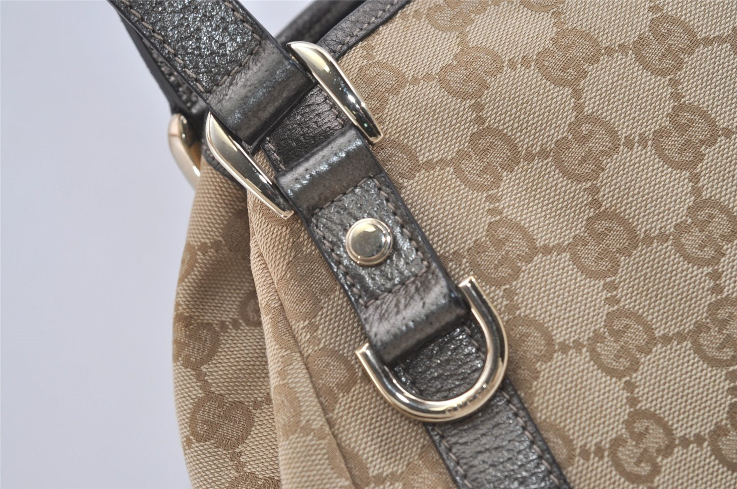 Authentic GUCCI Abbey Shoulder Tote Bag GG Canvas Leather 130736 Beige 4219J