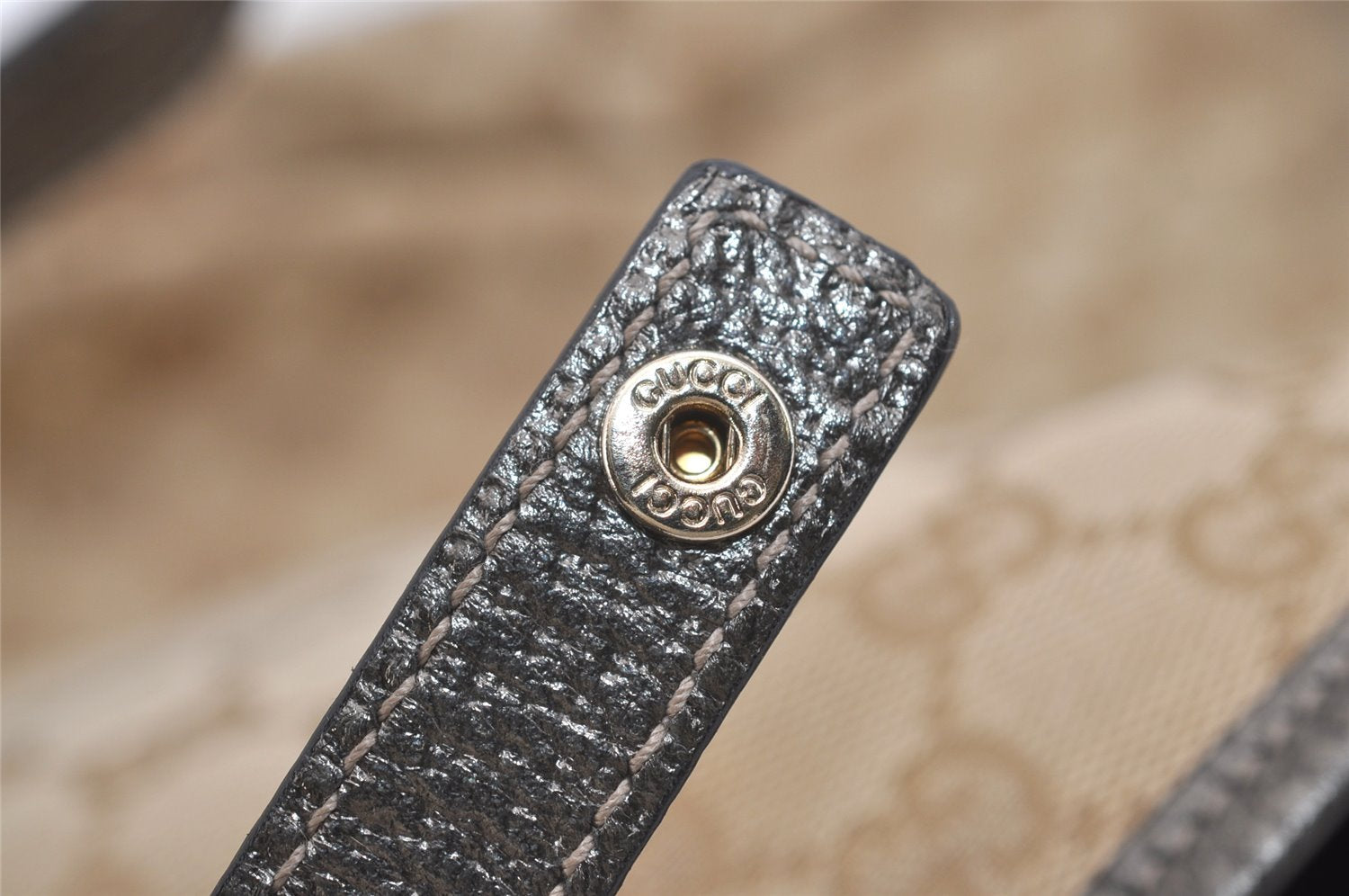 Authentic GUCCI Abbey Shoulder Tote Bag GG Canvas Leather 130736 Beige 4219J