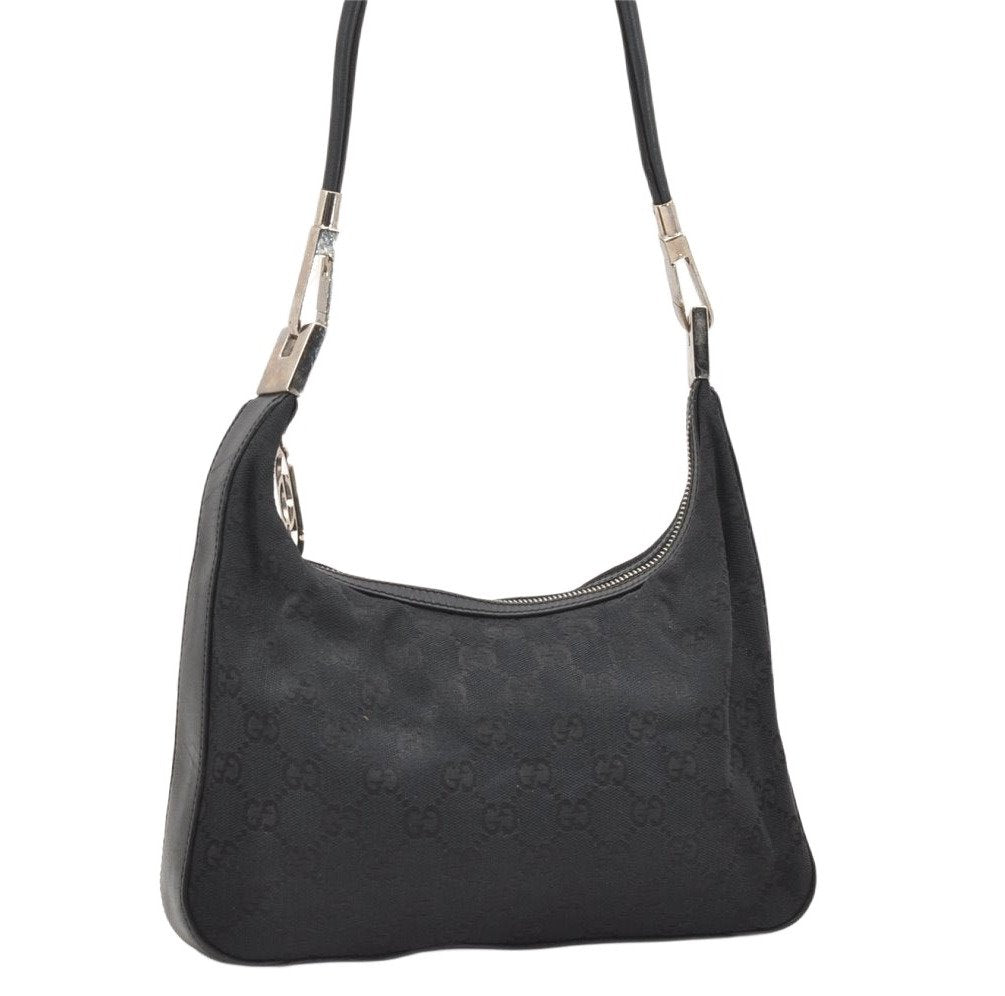 Authentic GUCCI Shoulder Hand Bag Purse GG Canvas Leather 0013812 Black 4219K