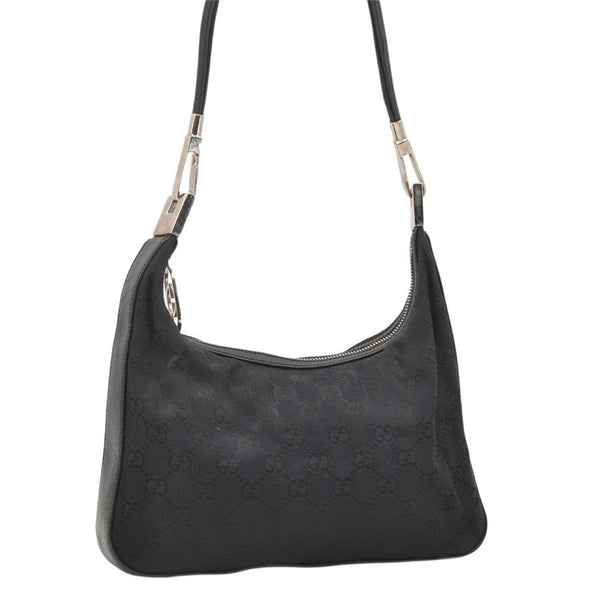 Authentic GUCCI Shoulder Hand Bag Purse GG Canvas Leather 0013812 Black 4219K