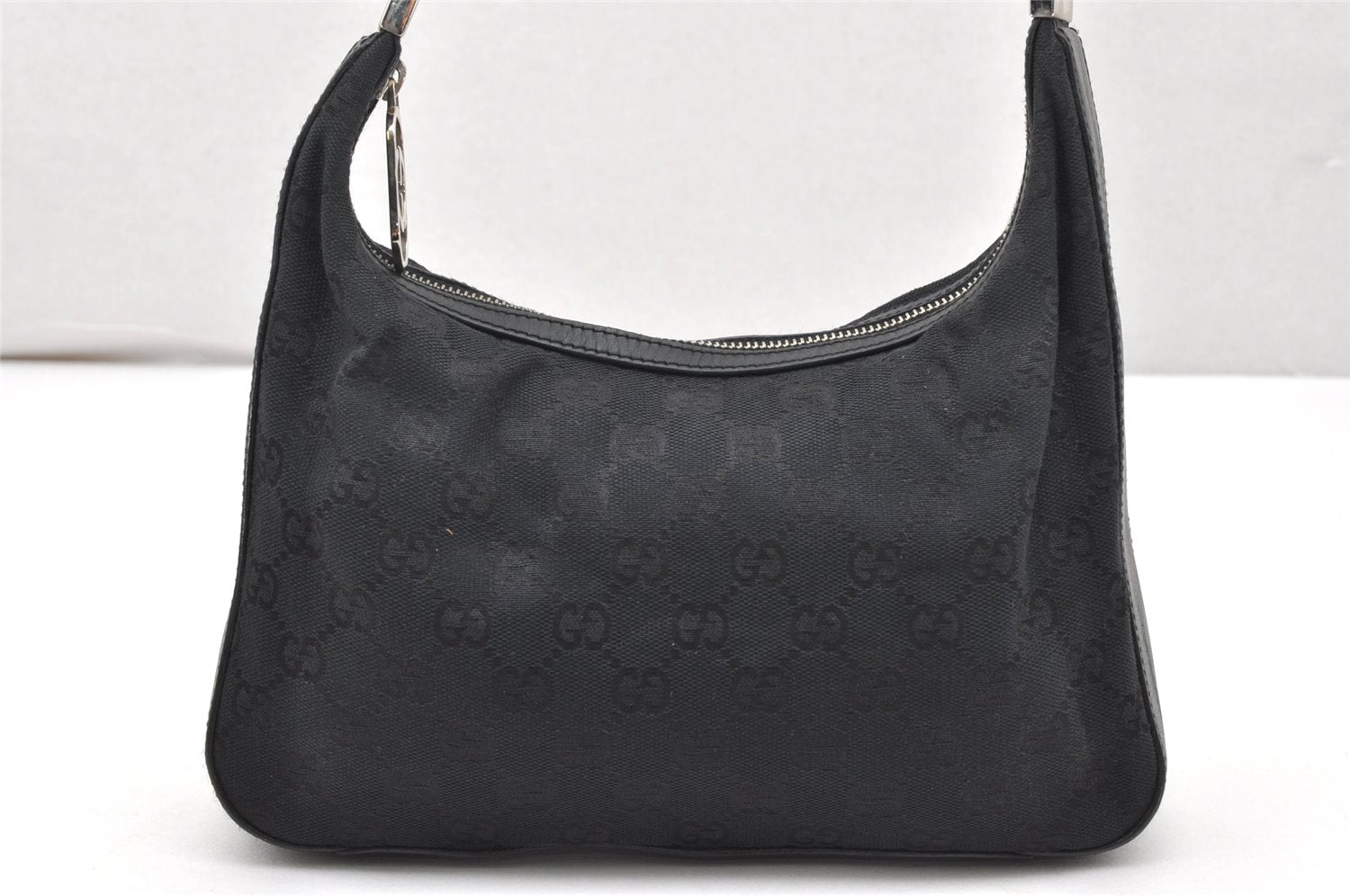Authentic GUCCI Shoulder Hand Bag Purse GG Canvas Leather 0013812 Black 4219K
