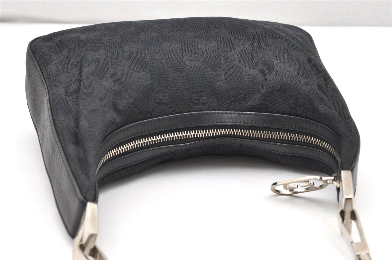 Authentic GUCCI Shoulder Hand Bag Purse GG Canvas Leather 0013812 Black 4219K