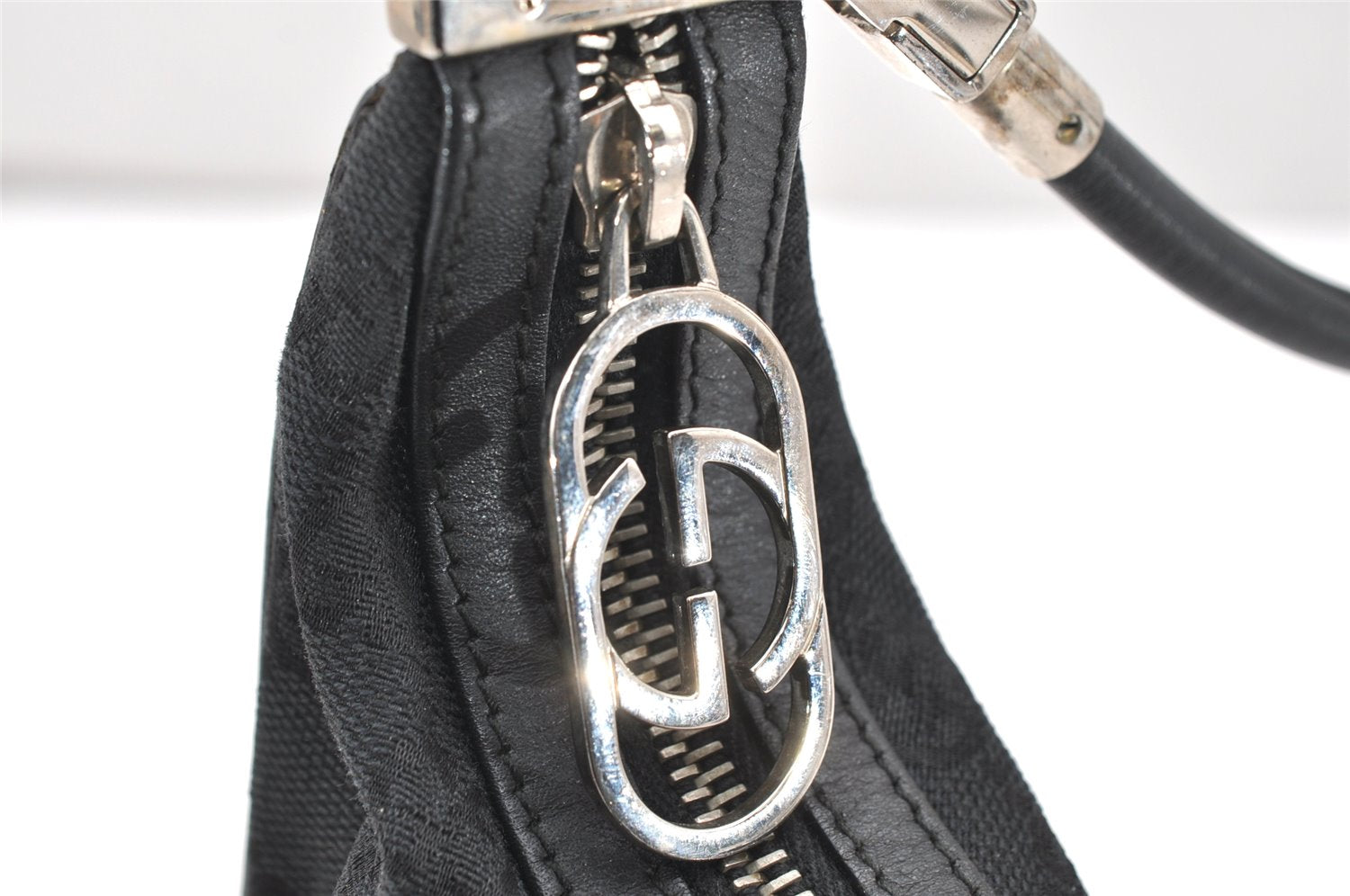 Authentic GUCCI Shoulder Hand Bag Purse GG Canvas Leather 0013812 Black 4219K