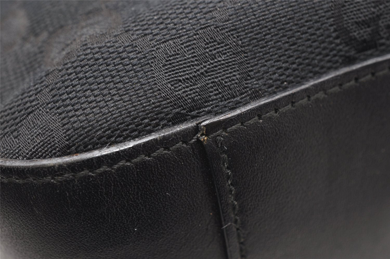 Authentic GUCCI Shoulder Hand Bag Purse GG Canvas Leather 0013812 Black 4219K