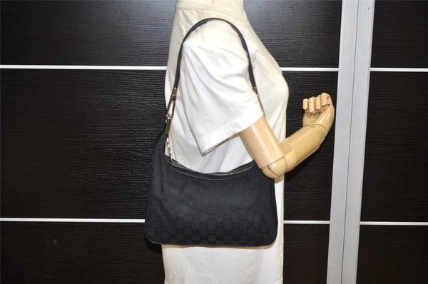 Authentic GUCCI Shoulder Hand Bag Purse GG Canvas Leather 0013812 Black 4219K