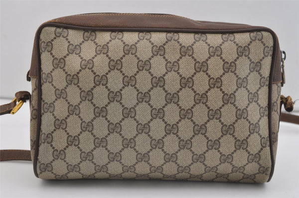 Authentic GUCCI Web Sherry Line Shoulder Bag GG PVC Leather Brown Junk 4220J