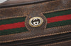 Authentic GUCCI Web Sherry Line Shoulder Bag GG PVC Leather Brown Junk 4220J