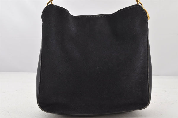 Authentic GUCCI Bamboo 2Way Shoulder Hand Bag Suede Leather Black Junk 4221K