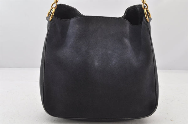 Authentic GUCCI Bamboo 2Way Shoulder Hand Bag Suede Leather Black Junk 4221K