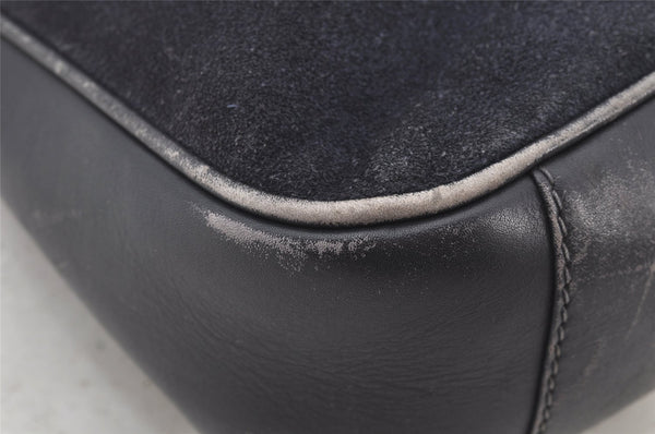 Authentic GUCCI Bamboo 2Way Shoulder Hand Bag Suede Leather Black Junk 4221K