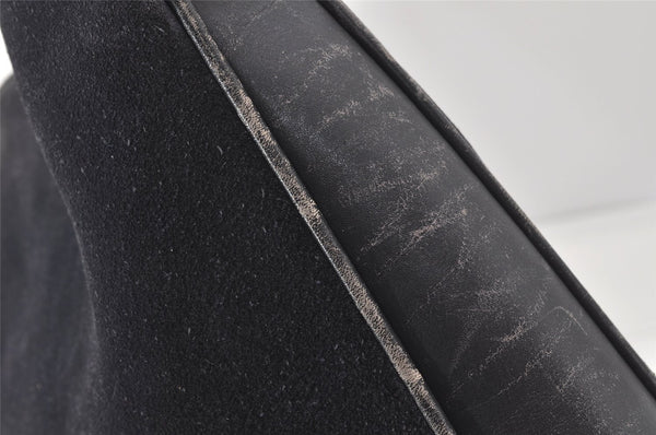 Authentic GUCCI Bamboo 2Way Shoulder Hand Bag Suede Leather Black Junk 4221K