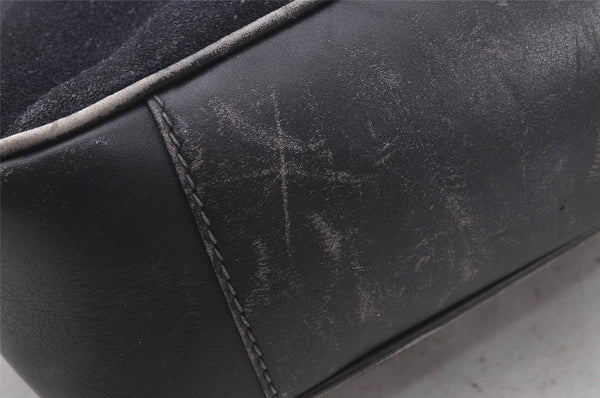 Authentic GUCCI Bamboo 2Way Shoulder Hand Bag Suede Leather Black Junk 4221K
