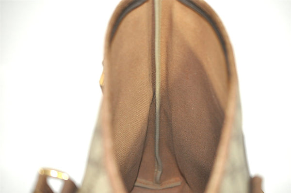 Authentic GUCCI Vintage Shoulder Tote Bag GG PVC Leather Brown 4224I