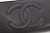 Authentic CHANEL Caviar Skin CC Logo Long Wallet Purse Black Box 4225K