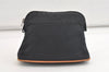 Authentic HERMES Bolide 20 Pouch Cosmetic Cotton Canvas Leather Black 4226K