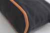 Authentic HERMES Bolide 20 Pouch Cosmetic Cotton Canvas Leather Black 4226K