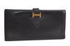 Authentic HERMES Bearn Classic Leather Long Wallet Purse Black 4227K