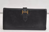 Authentic HERMES Bearn Classic Leather Long Wallet Purse Black 4227K