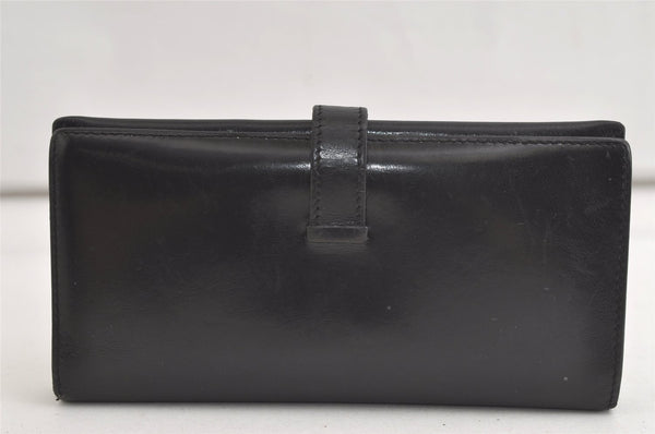 Authentic HERMES Bearn Classic Leather Long Wallet Purse Black 4227K