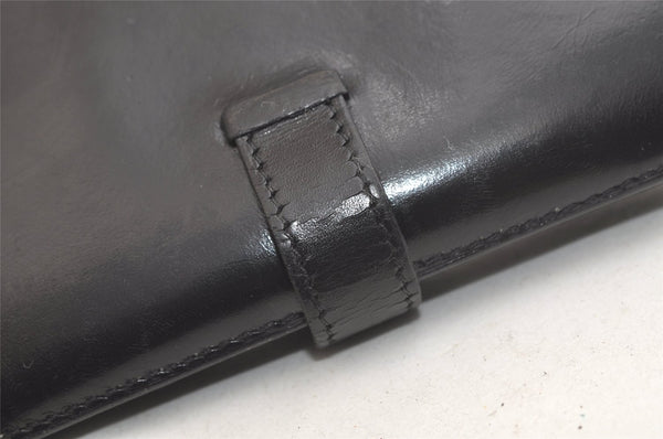 Authentic HERMES Bearn Classic Leather Long Wallet Purse Black 4227K