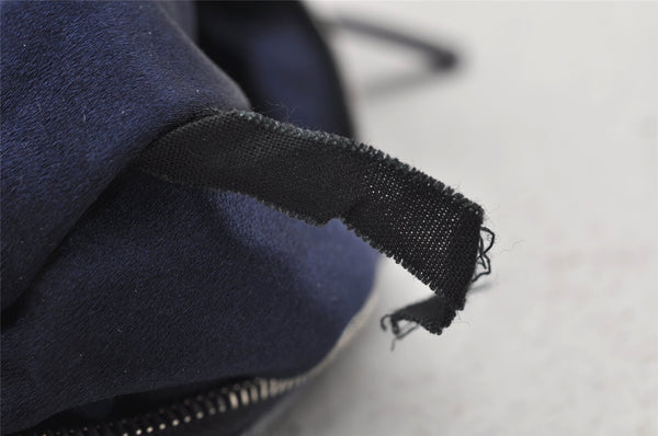 Authentic FENDI Zucchino Shoulder Hand Bag Canvas Leather Navy Blue 4230I