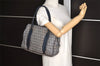 Authentic FENDI Zucchino Shoulder Hand Bag Canvas Leather Navy Blue 4230I